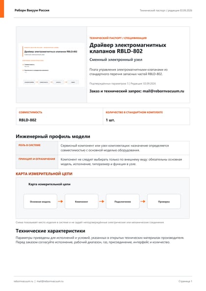 Превью документа: Драйвер электромагнитных клапанов RBLD-802 — технический паспорт
